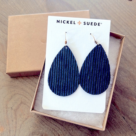 Nickel and Suede Leather Earrings - Picture 1 of 6